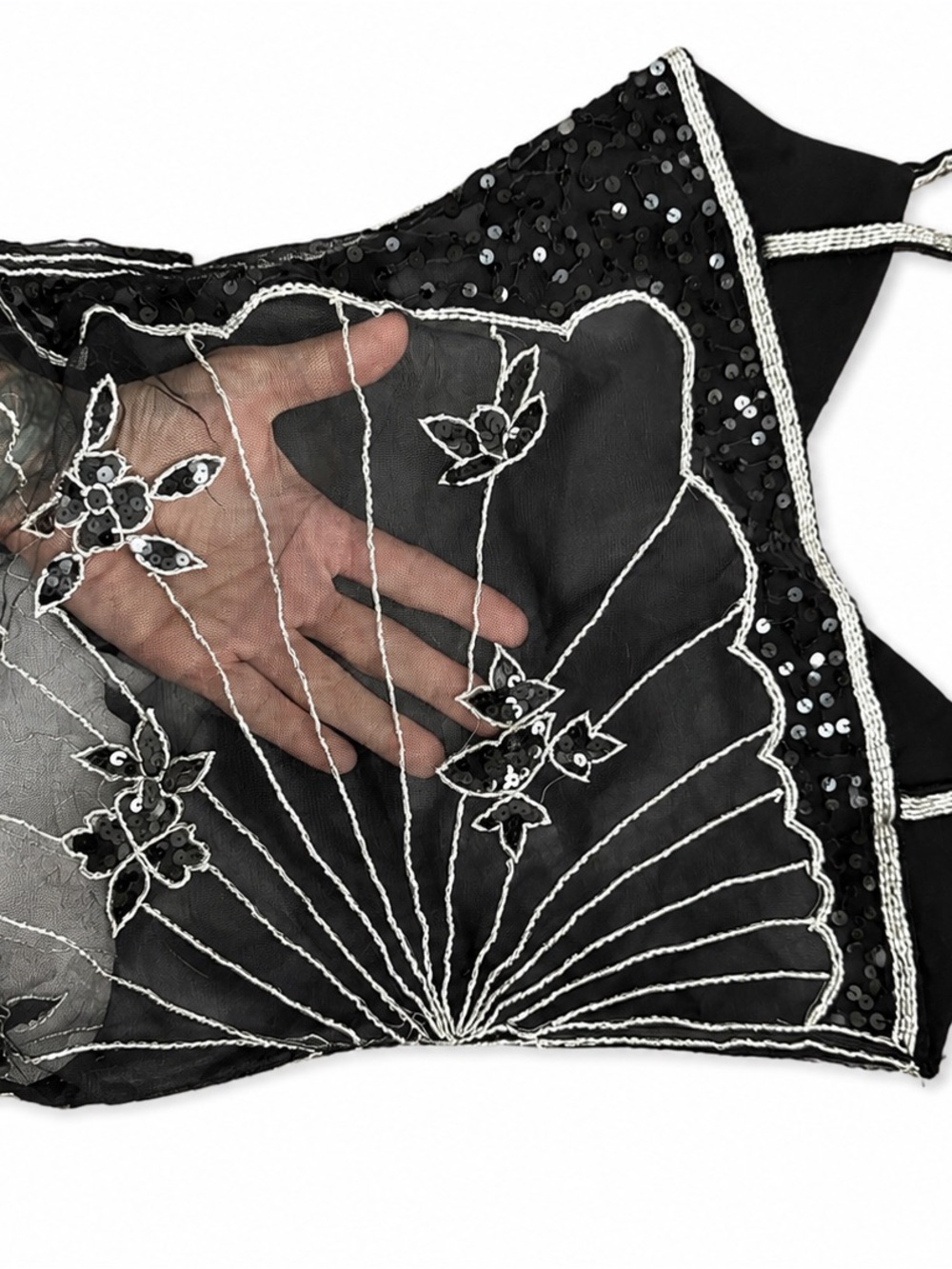 Vintage Beaded Mesh Floral Sequin Camisole - Picture 3 of 6